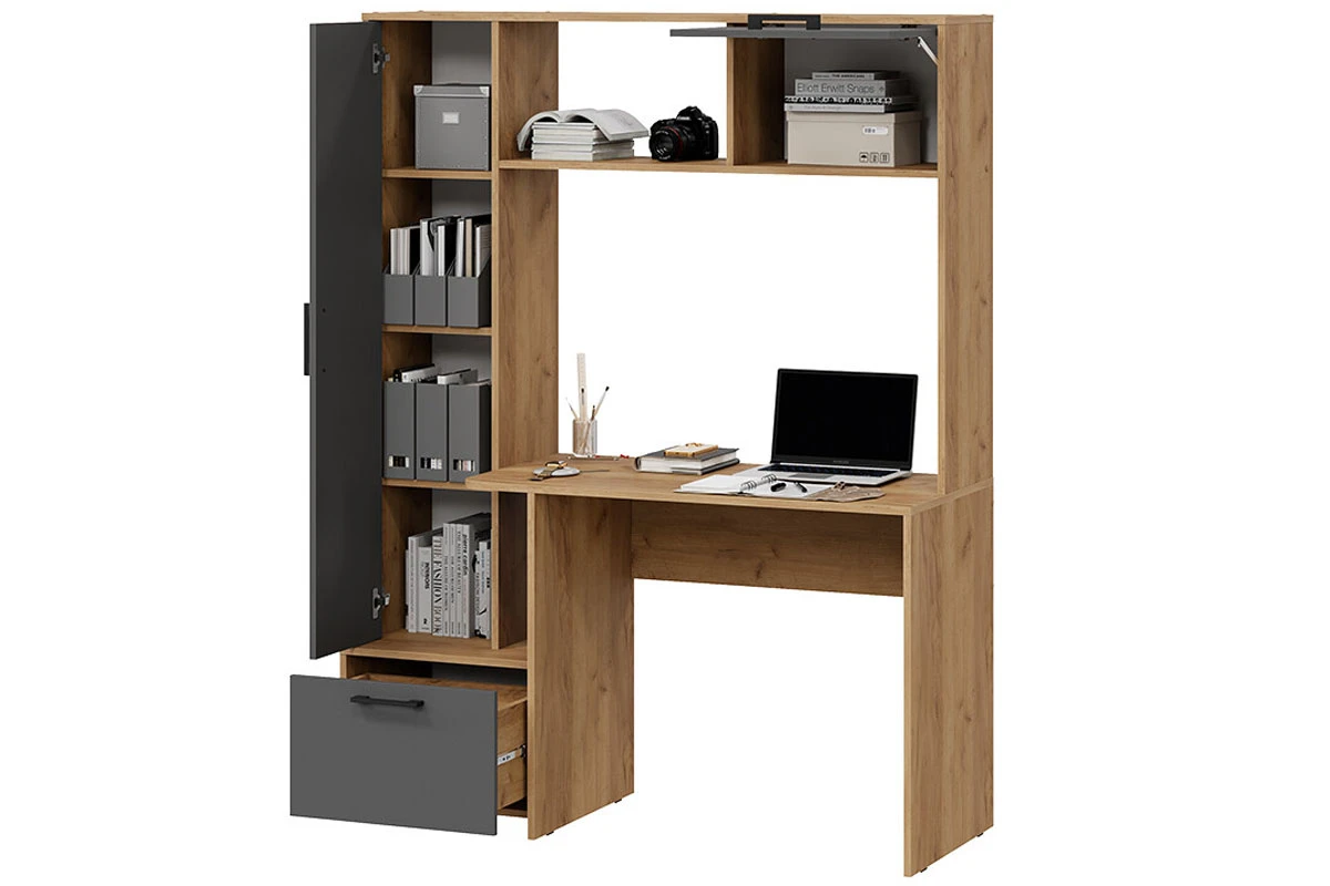Стол письменный Тип 15 (Дуб Крафт Золотой/Графит Серый) — Мебель-центр Озерцо