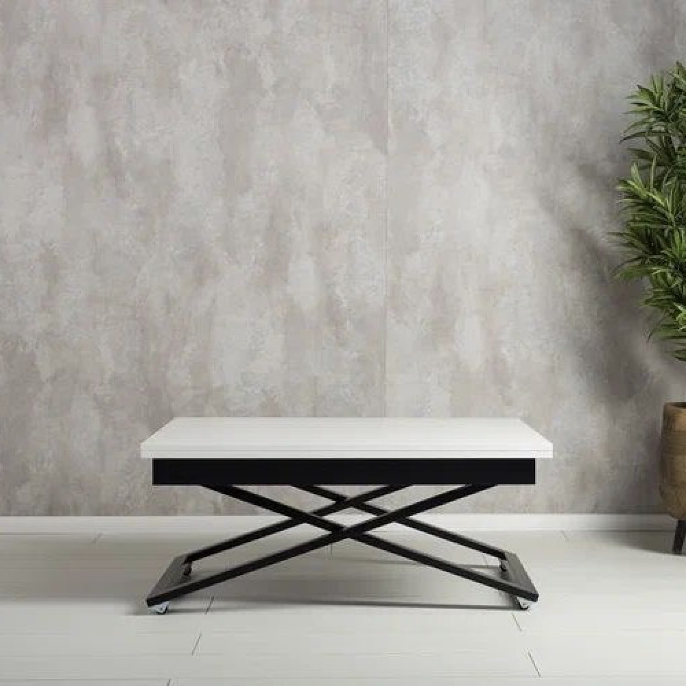 Стол-трансформер APOLLO белый матовый/черное подстолье - купить в Озерце