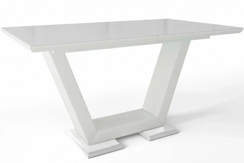 Стол обеденный Виктория 1400(1800) (Стекло с краской Белая / МДФ Белый шагрень / рама белая / МДФ Белый шагрень) - купить в Озерце