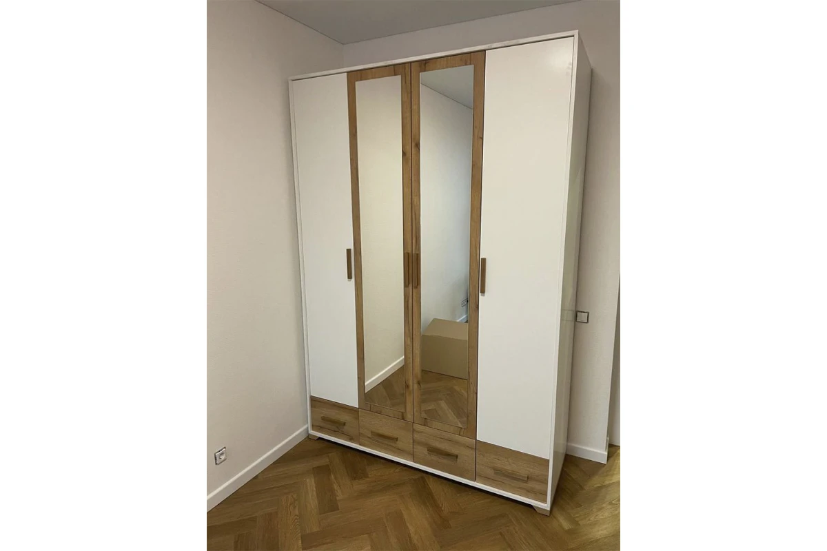 Айрис 555 Шкаф для одежды и белья (Белый/Дуб золотистый) в мебель-центре Озерцо