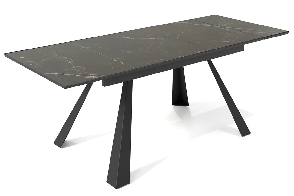 Стол обеденный Стоун 1400(2000) (ст. №2/Керамика 9806053/МДФ Черный Кварц/Металл Черный) - купить в Озерце