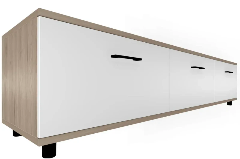 Тумба ТБ-5037-ГС-БГ (Гикори Джексон Светлый/Белый Бриллиант Глянцевый — Мебель-центр Озерцо