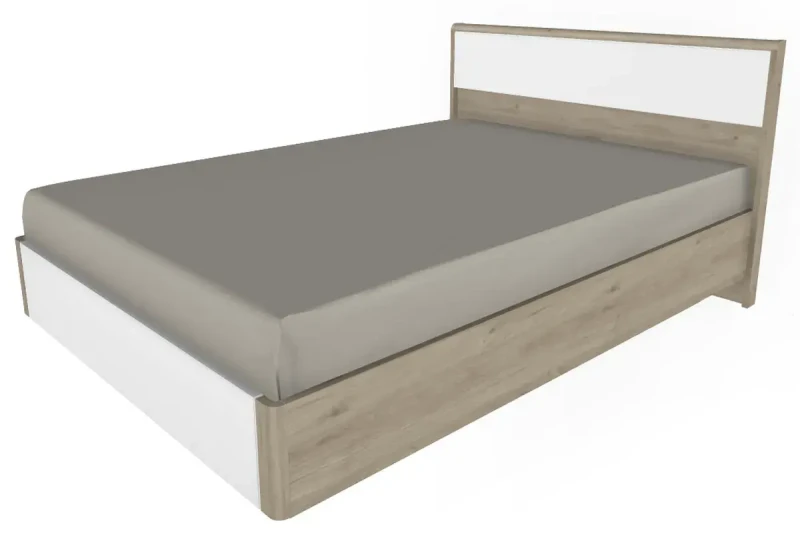 Кровать КР-4002 с ПМ 140х200 ГС-БГ (Гикори Джексон Светлый/Белый Бриллиант Глянцевый) - купить в Озерце