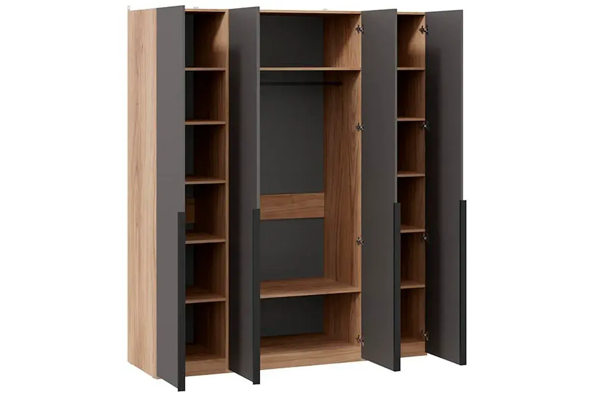 Шкаф для одежды (580) с 4 глухими дверями Порто СМ-393.07.110 (Яблоня Беллуно/Графит софт) в мебель-центре Озерцо