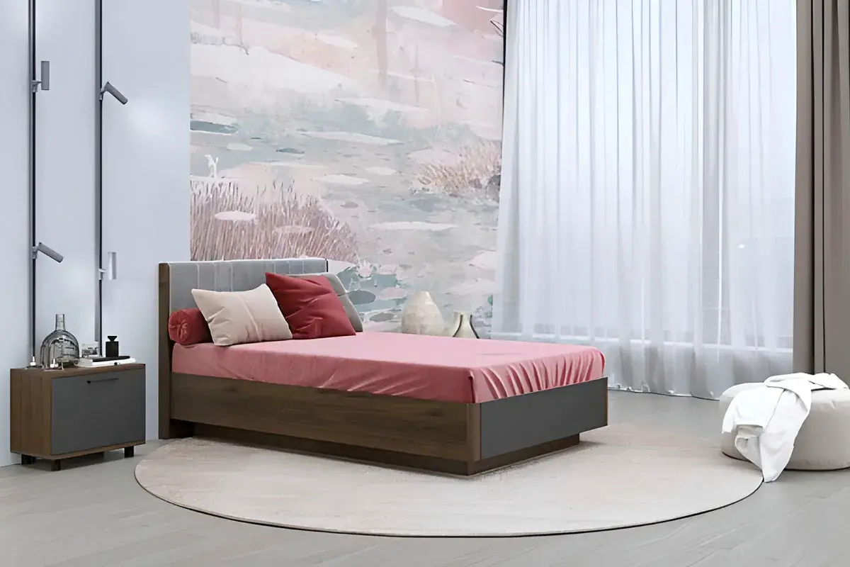 Кровать КР-4011-ГТ-АМ (Гикори Джексон Темный/Антрацит Матовый) - купить в Озерце