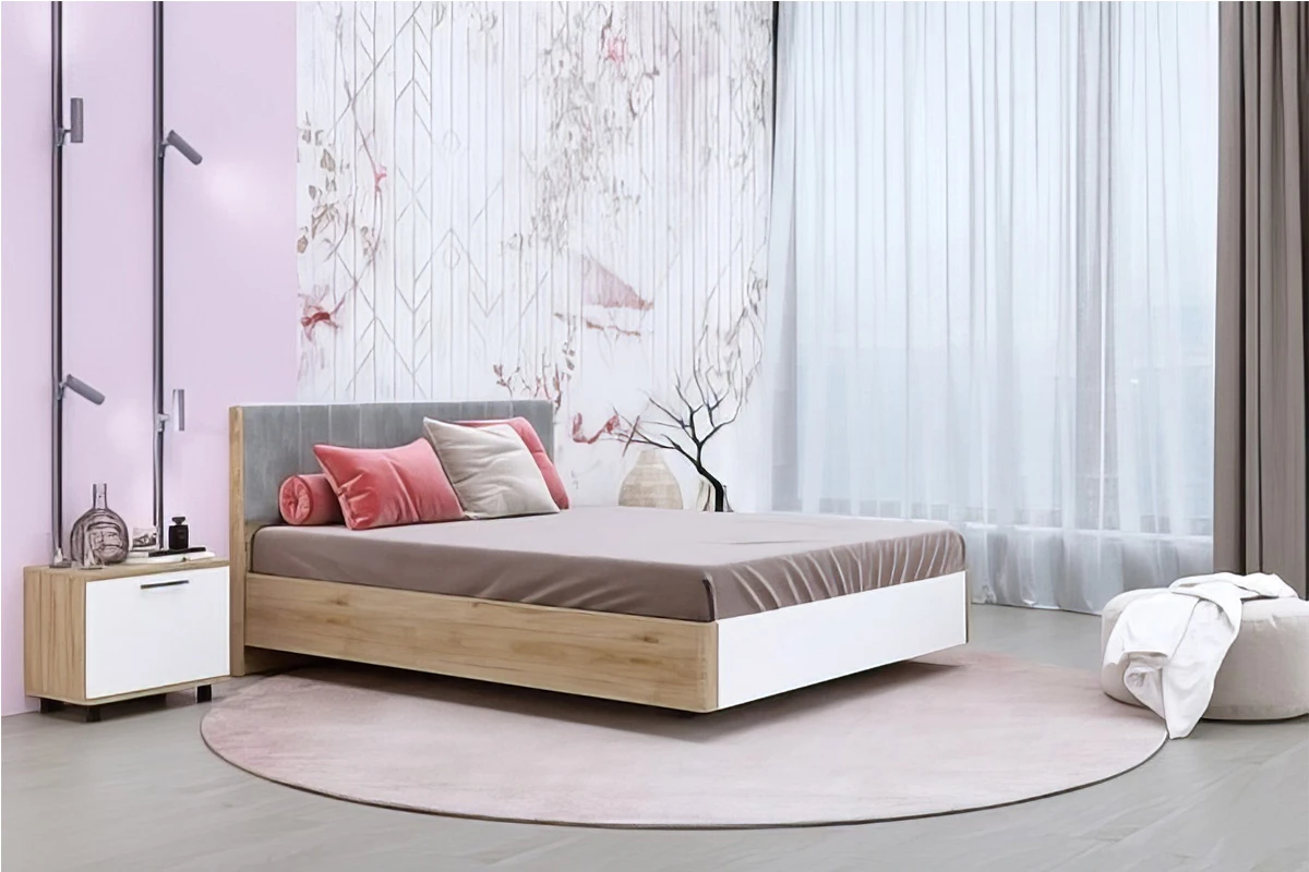 Кровать КР-5014-ГС-БГ 180х200 (Гикори Джексон Светлый/Белый Бриллиант Глянцевый) - купить в Озерце