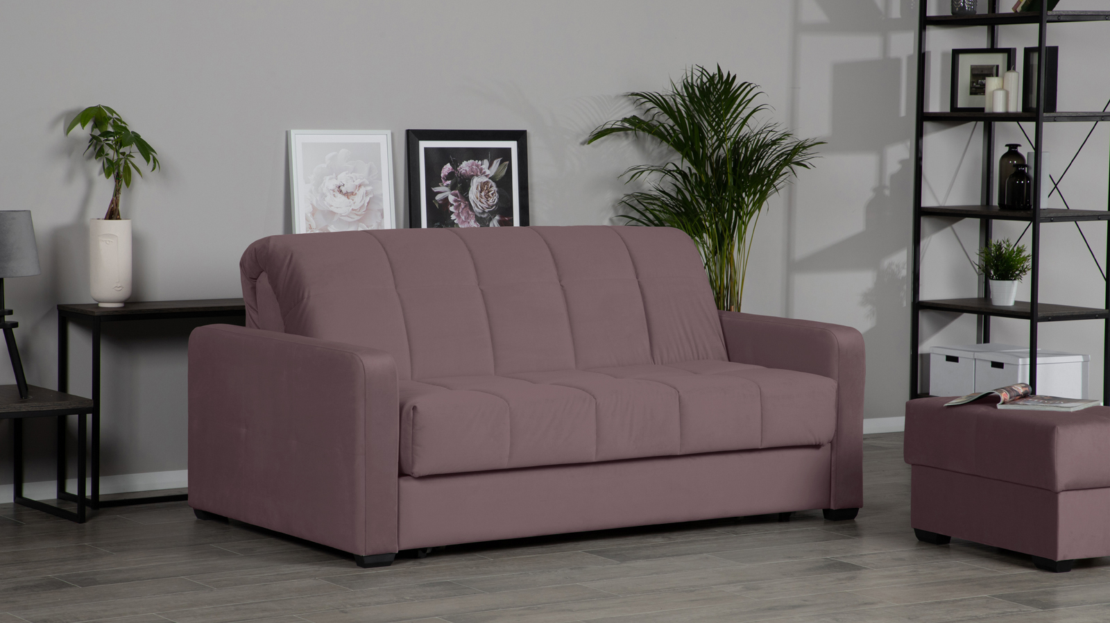 Диван - кровать Domo Pro стежка квадрат, ткань Casanova Lilac 140x216 — купить в Озерце