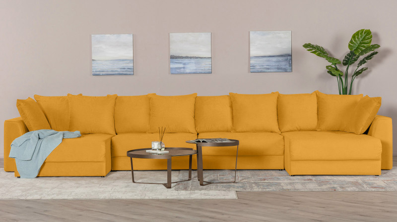 Диван Monako New П-образный с коробом для белья, Тк. Sky Velvet 30 157x455 — купить в Озерце