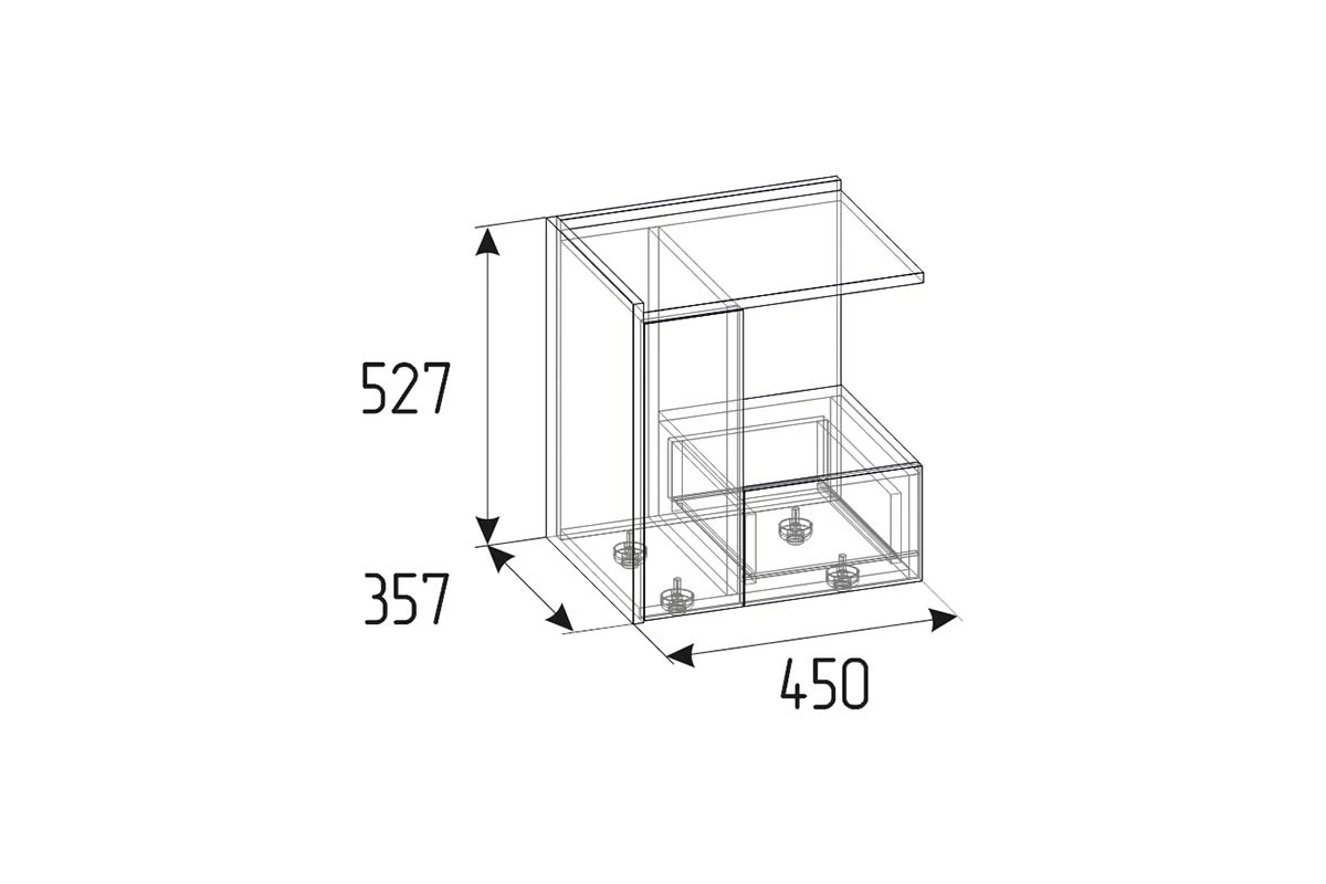 Nature 42 Тумба прикроватная  (Гаскон Пайн/Чёрный) — Мебель-центр Озерцо
