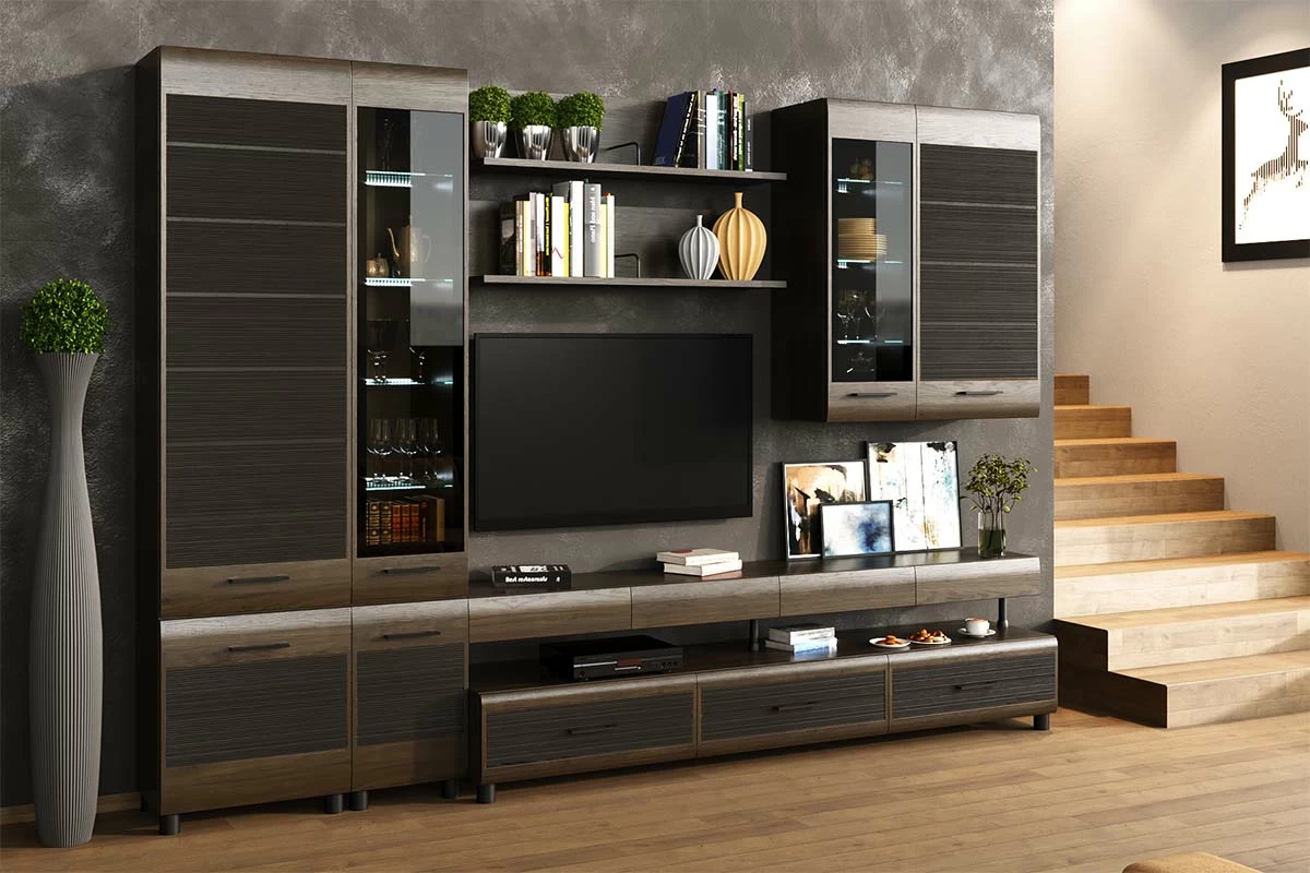 Шкаф ШК-2641 (Гикори Джексон Темный-Комбинированный) в мебель-центре Озерцо