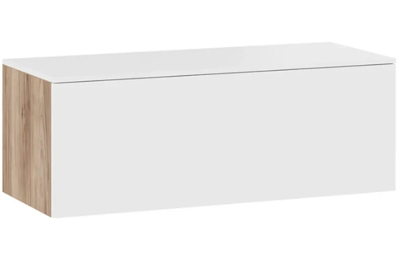 Тумба Порто ТД-393.03.12 для теле- и радиоаппаратуры (Яблоня Беллуно/Белый софт) — Мебель-центр Озерцо