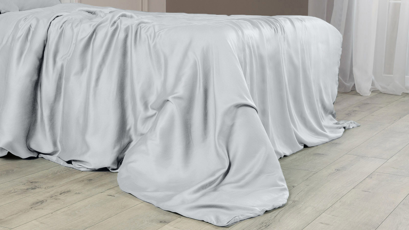 Постельное белье Comfort Solid Tencel, цвет: Серебристый иней (односпал) 140x205, без простыни в мебель-центре Озерцо