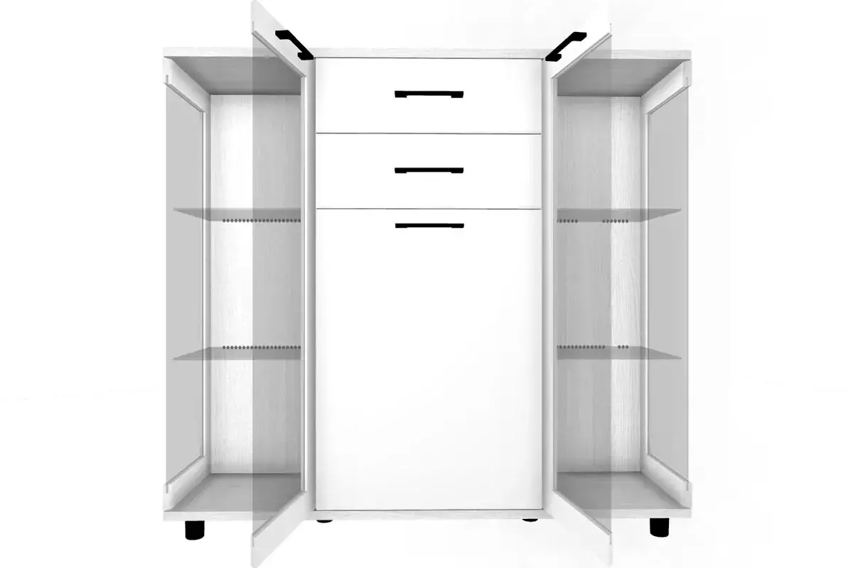 Тумба ТБ-5000-СЯ-БГ (Снежный Ясень/Белый Бриллиант Глянцевый) — Мебель-центр Озерцо