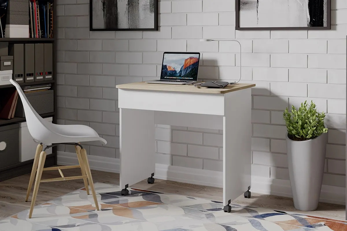 Стол компьютерный Diamond Тип 2 (Дуб Сонома/Белый) — Мебель-центр Озерцо