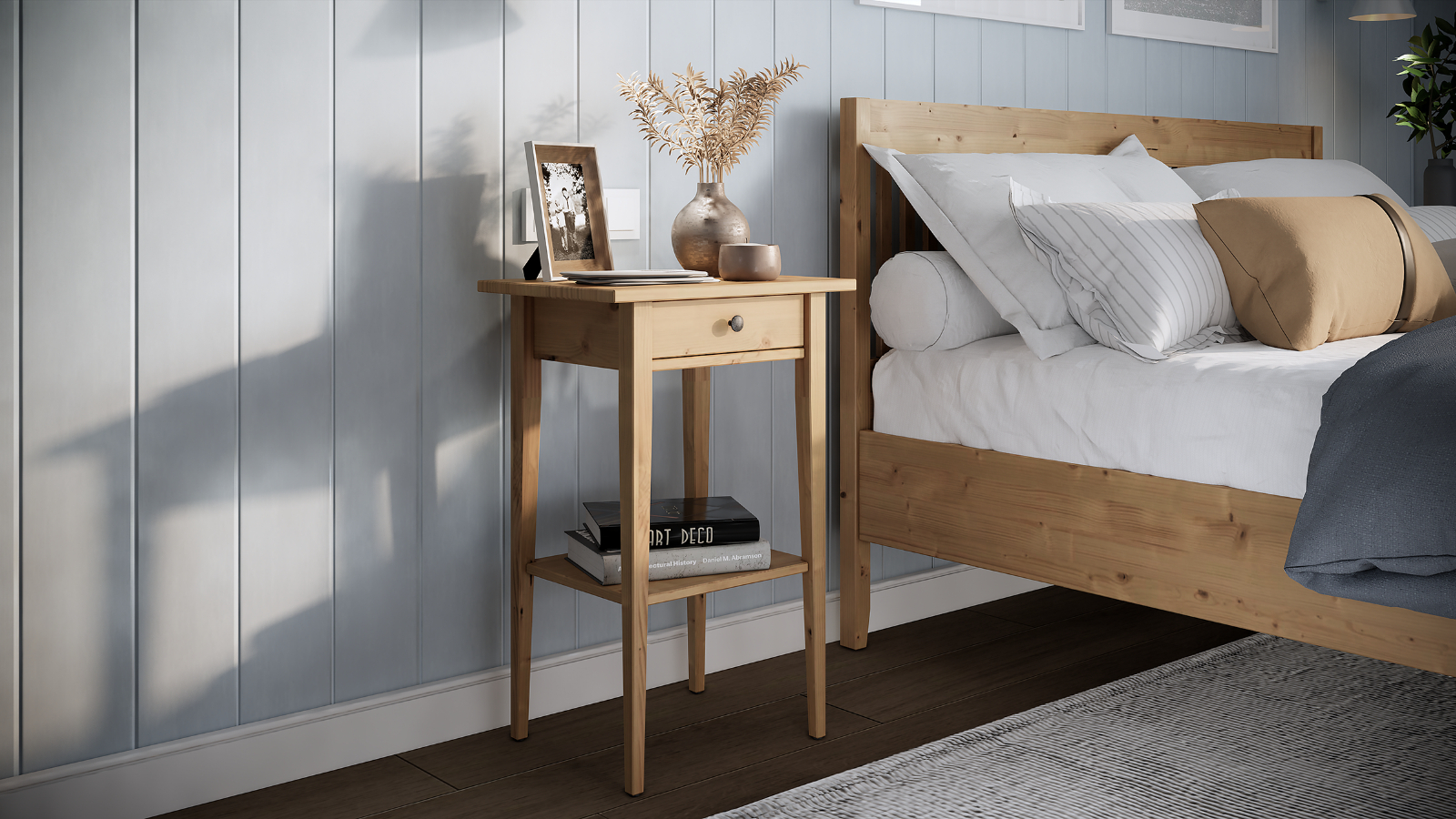 Тумба прикроватная Terek, цвет Светло-коричневый, 1 ящик, 35x46 — купить в Озерце