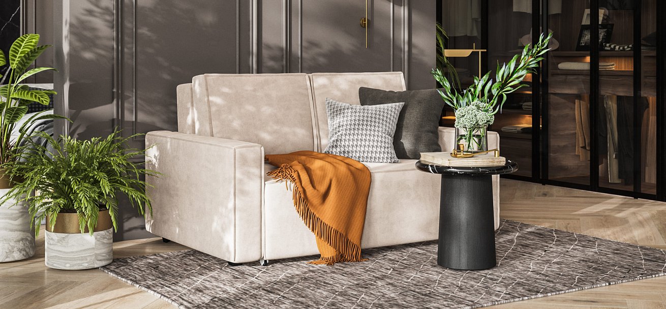Диван NORD Compact велюр Monolit латте — купить в Озерце