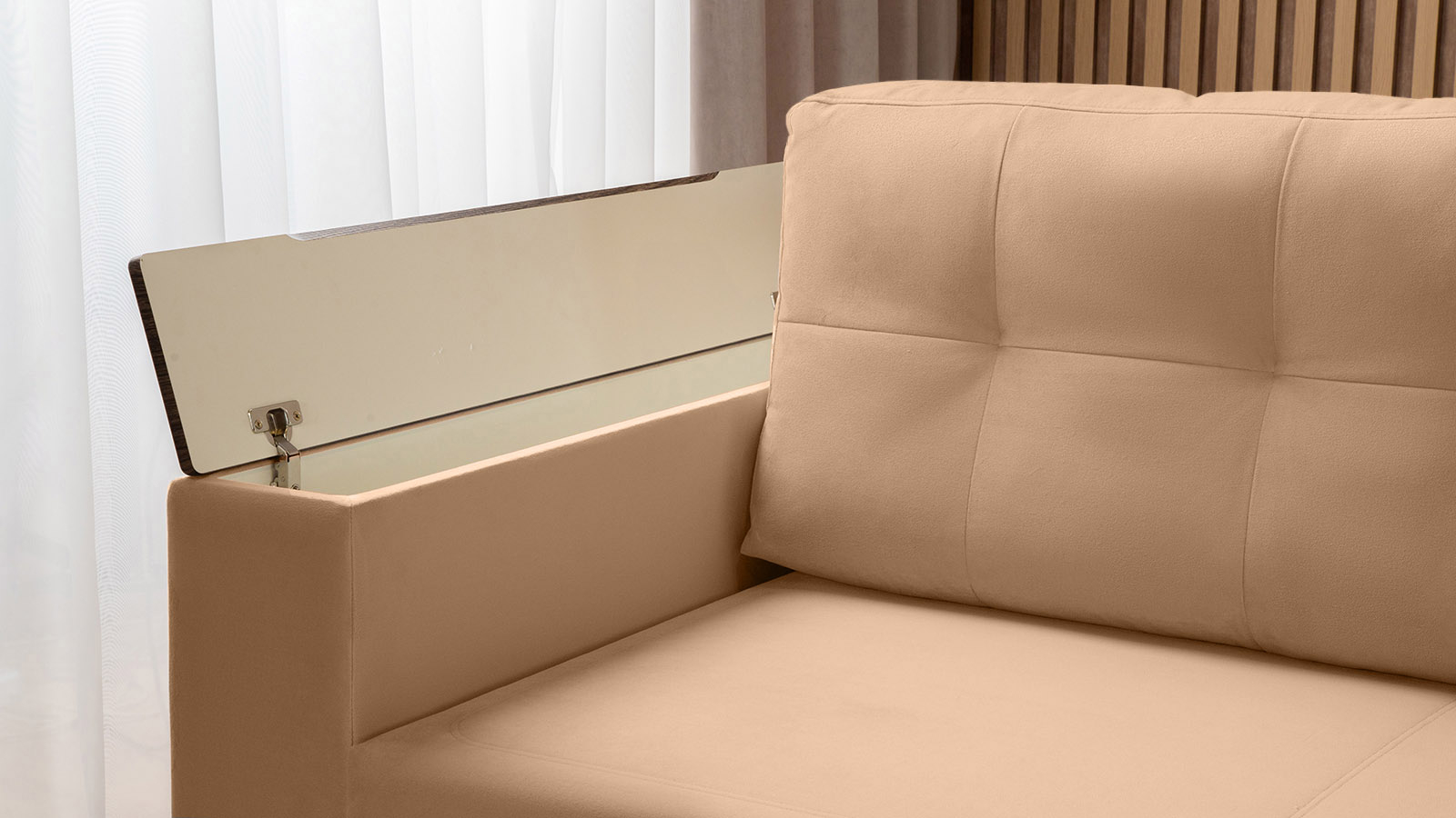 Диван угловой Loko Pro с хранением в подлокотниках, ткань Casanova Beige 164x212 — в мебель-центре Озерцо