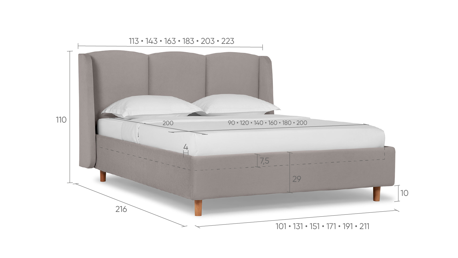 Кровать Milora Nova, Тк. Aura 03 90x200 - купить в Озерце