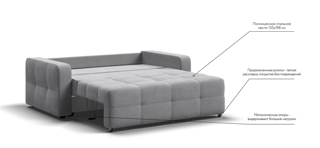 Денди двухместный диван Велюр Монолит сталь — купить в Озерце