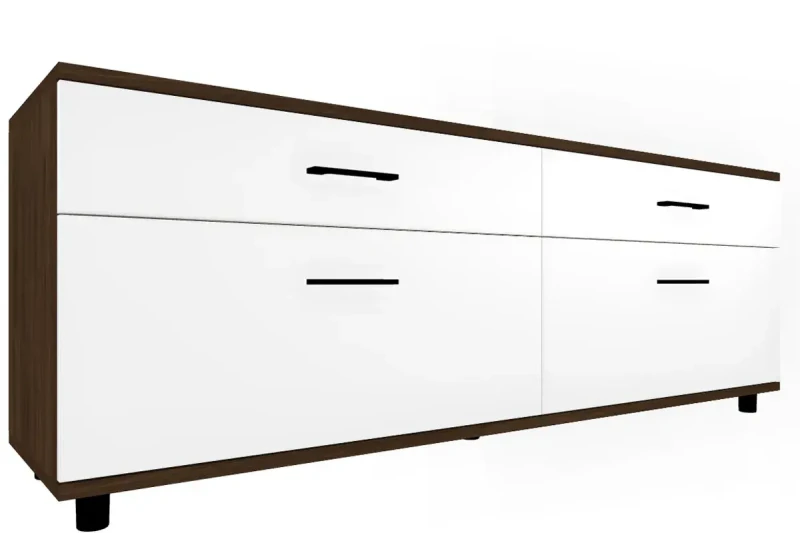 Тумба ТБ-5028-ГТ-БГ (Гикори Джексон Темный/Белый Бриллиант Глянцевый) — Мебель-центр Озерцо