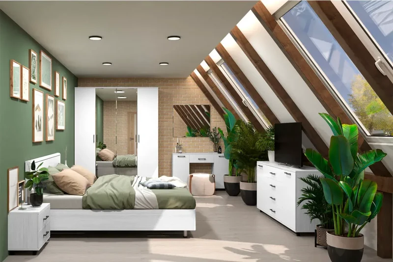 Спальня Грейс комплект 4 (Снежный Ясень/Белый Бриллиант Глянцевый) - купить в Озерце