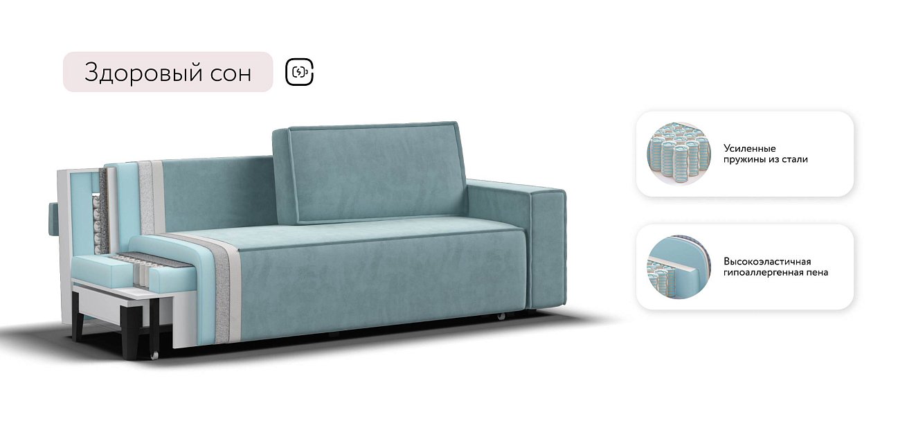 Лофт диван Велюр Монолит аква — купить в Озерце