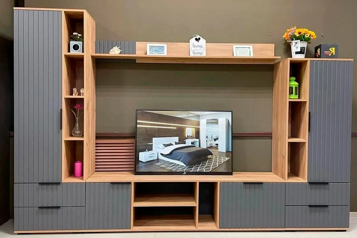 Набор мебели для гостиной Хилтон №1 (Дуб Крафт золотой/Графит матовый) — Мебель-центр Озерцо