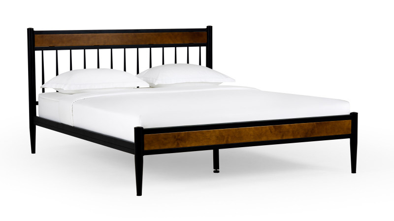 Кровать Tiara, цвет: черный шагрень+массив березы Nut 160x200 - купить в Озерце