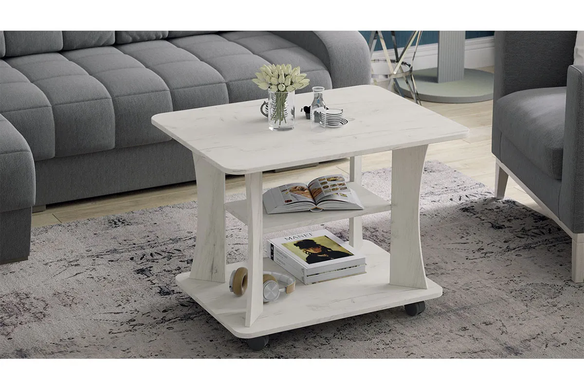Стол журнальный Тип 8 (Дуб Крафт Белый) — Мебель-центр Озерцо