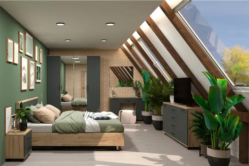 Спальня Грейс комплект 4 (Гикори Джексон Светлый/Антрацит матовый) - купить в Озерце