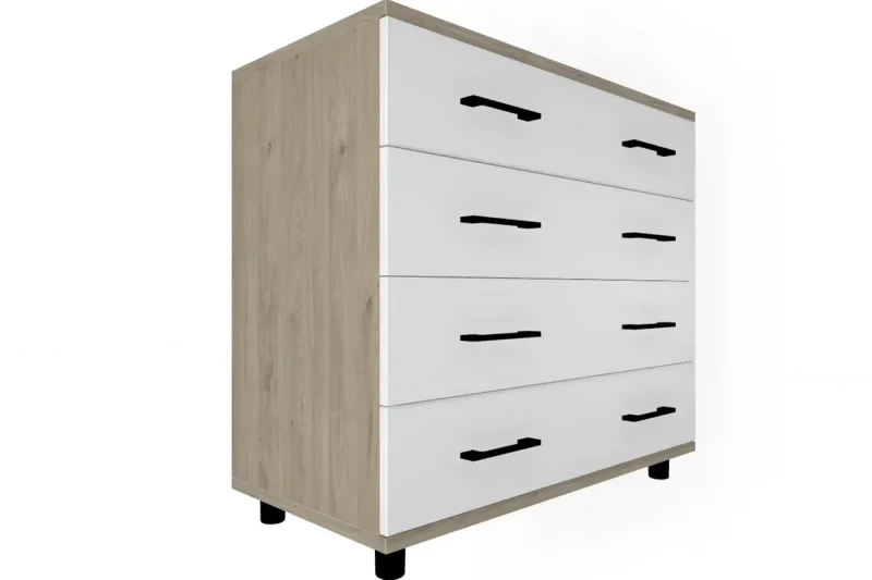 Комод КМ-5031-ГС-БГ (Гикори Джексон Светлый/Белый Бриллиант Глянцевый) — Мебель-центр Озерцо