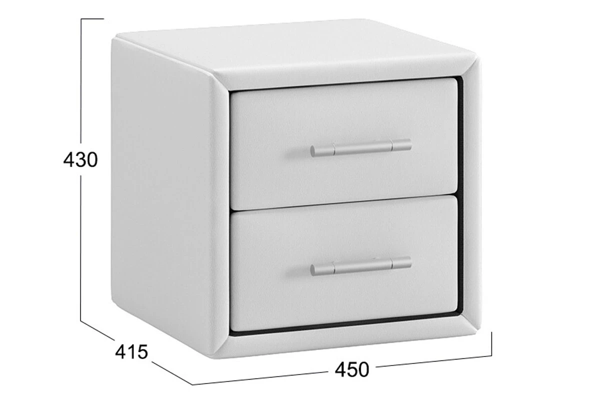 Тумба прикроватная с мягкой обивкой Элис Тип 1 (Белый) — Мебель-центр Озерцо