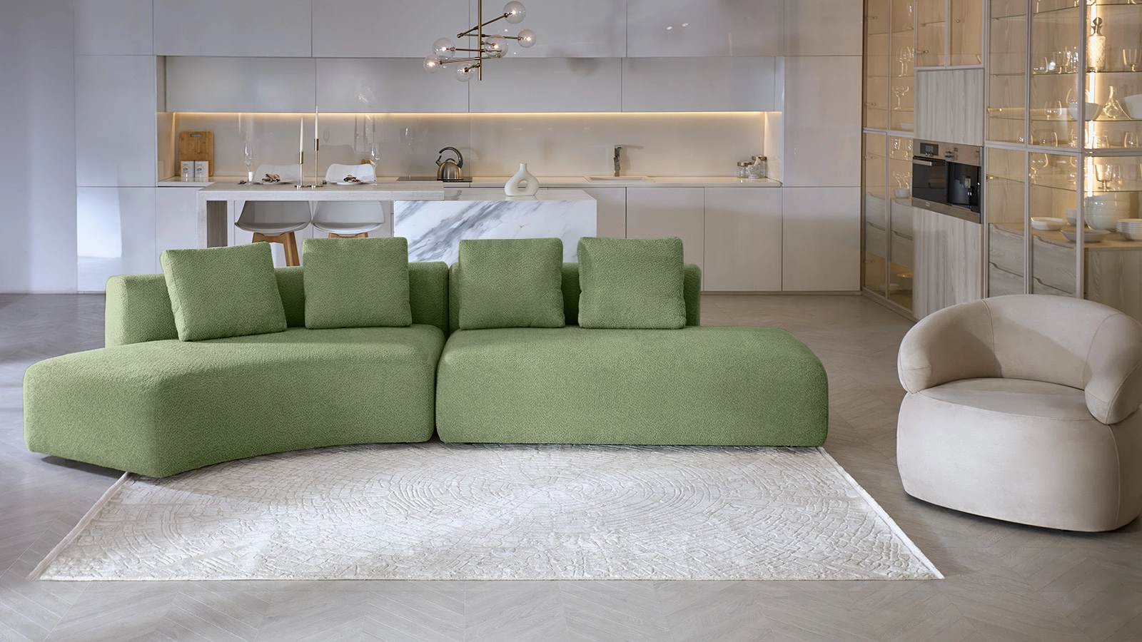 Диван модульный 2-секционный Molto 205+170 Тк. Soul 618 163x347 — купить в Озерце