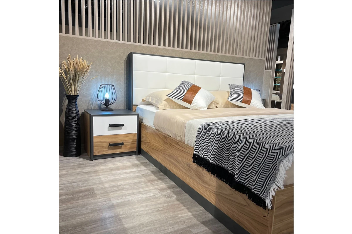 Кровать без ПМ Рико 160х200 СМ-340.01.01 (Белый/Матера/Яблоня Беллуно) - купить в Озерце