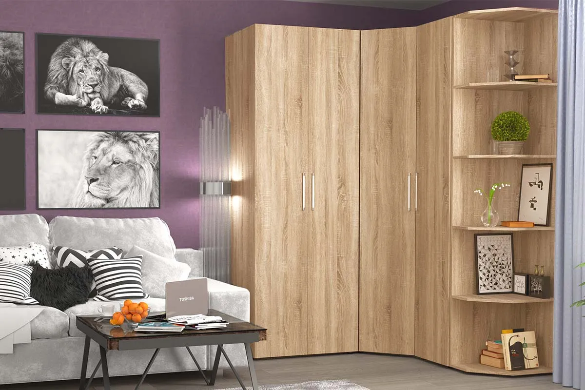 Монако 14 Полка угловая Дуб Сонома в мебель-центре Озерцо