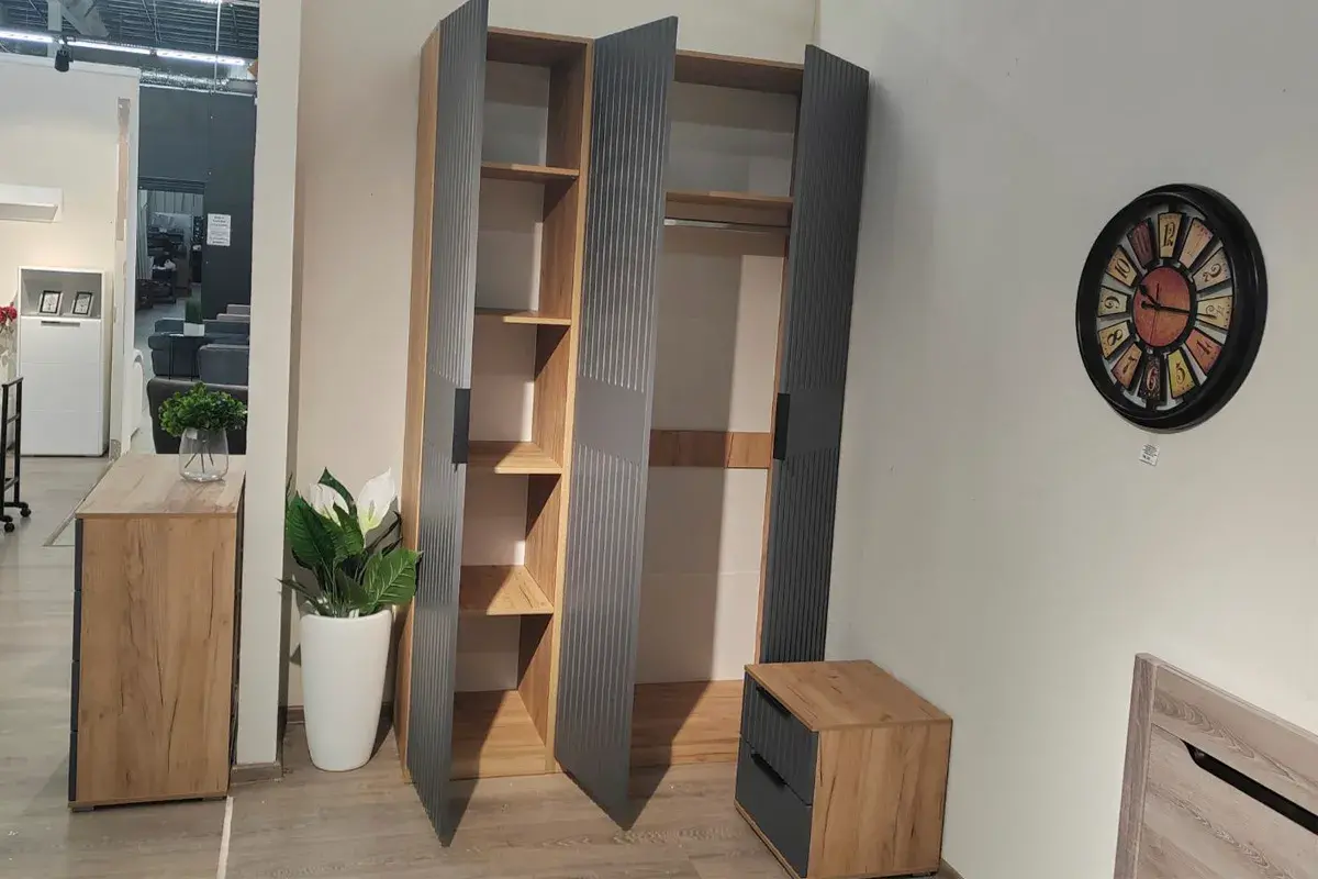 Шкаф для одежды Хилтон (Дуб Крафт золотой/Графит матовый) в мебель-центре Озерцо