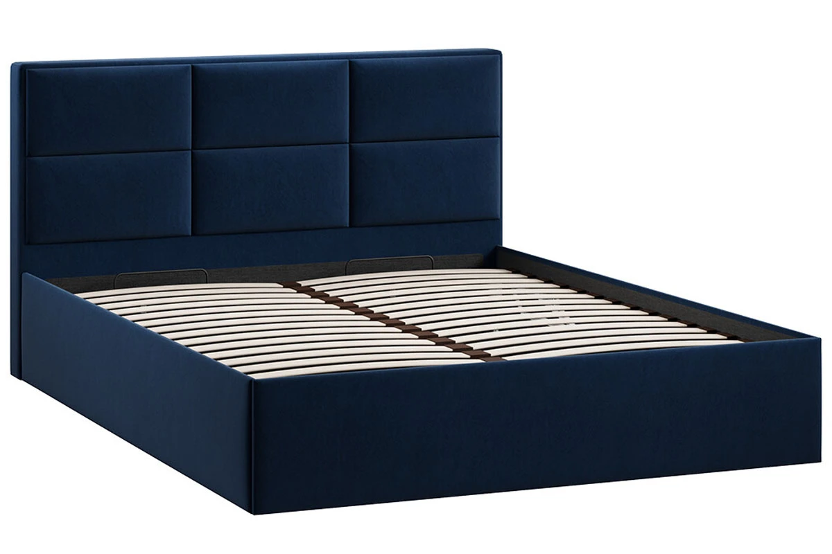 Кровать Стелла с ПМ Тип 1 и заглушиной 160х200 (Микровелюр/Wellmart Blue) - купить в Озерце