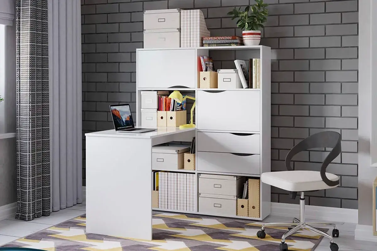 Стол письменный тип 7 (Белый Ясень) — Мебель-центр Озерцо