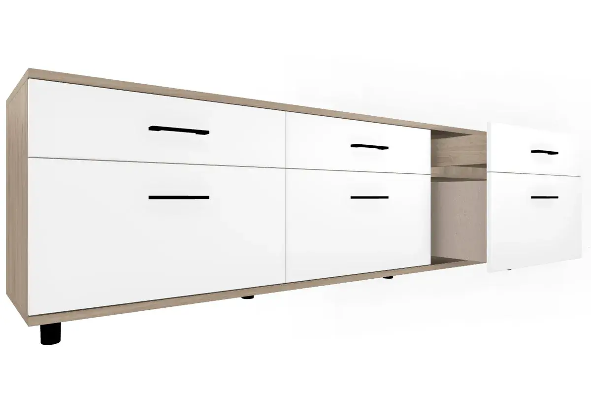 Тумба ТБ-5027-ГС-БГ (Гикори Джексон Светлый/Белый Бриллиант Глянцевый) — Мебель-центр Озерцо