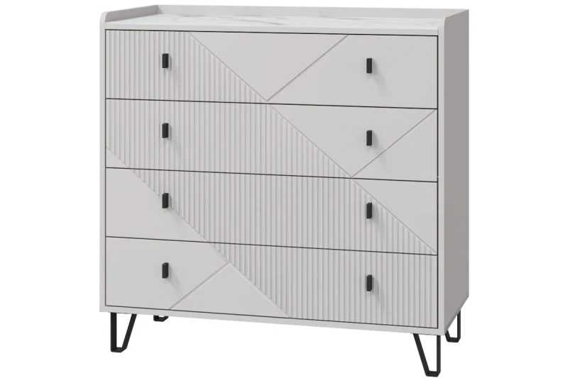 Комод Кашемир 4 ящ. (Кашемир/Сантьяго/Стекло матовое с фотопечатью) — Мебель-центр Озерцо