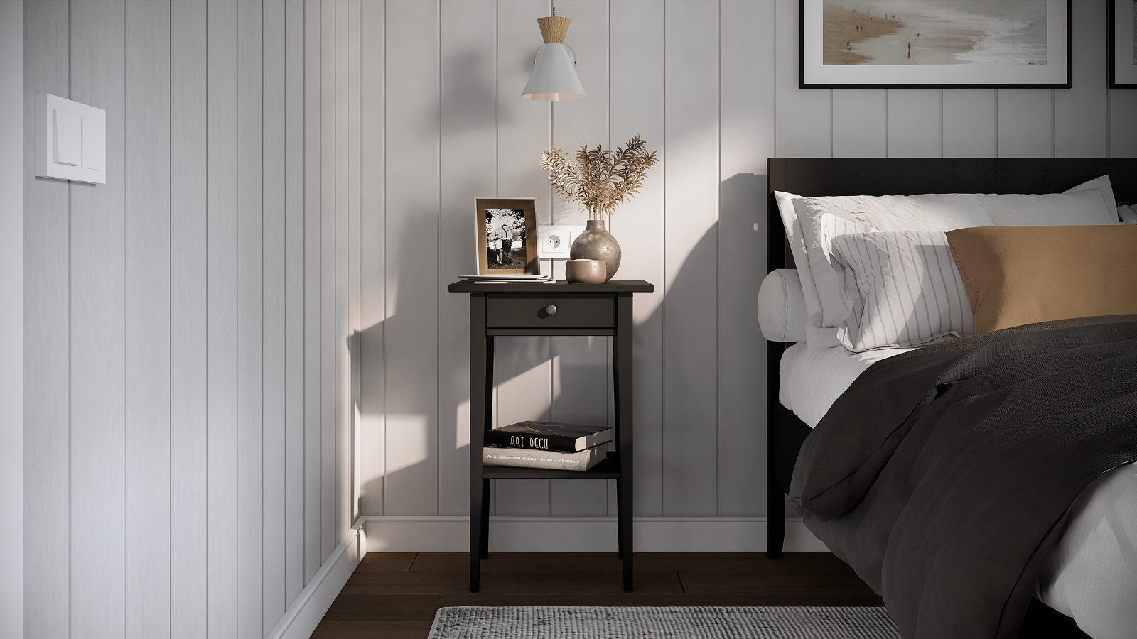 Тумба прикроватная Terek, цвет Черный, 1 ящик, 35x46 — купить в Озерце