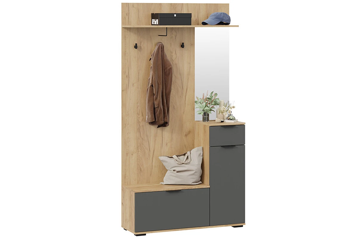 Секция комбинированная Эвита Тип 1 (Дуб Крафт золотой/Графит серый) — Мебель-центр Озерцо