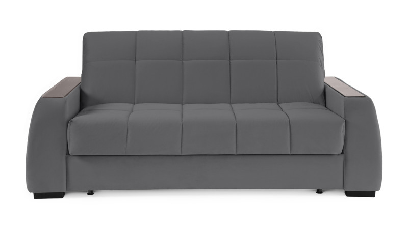 Диван - кровать Domo Pro с полками цвета венге, стежка квадрат, ткань Sky Velvet 16 140x216 — купить в Озерце