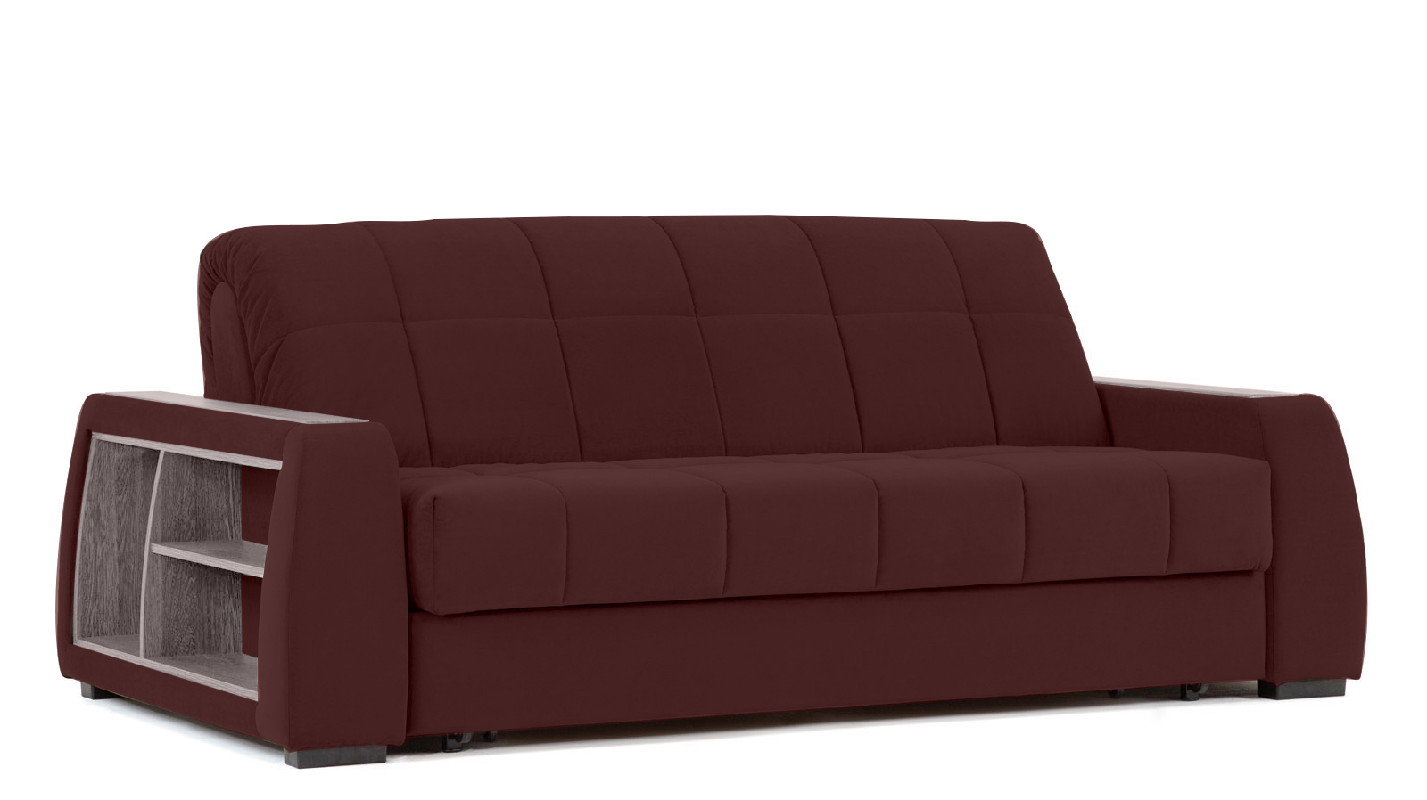 Диван - кровать Domo Pro с полками цвета ясень, стежка квадрат, ткань Sky Velvet 32 180x216 — в мебель-центре Озерцо