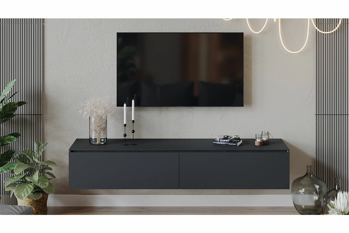 Тумба для теле- и радиоаппаратуры Глосс ТД-319.03.11 (Яблоня Беллуно/Cтекло/Графит матовый) — Мебель-центр Озерцо