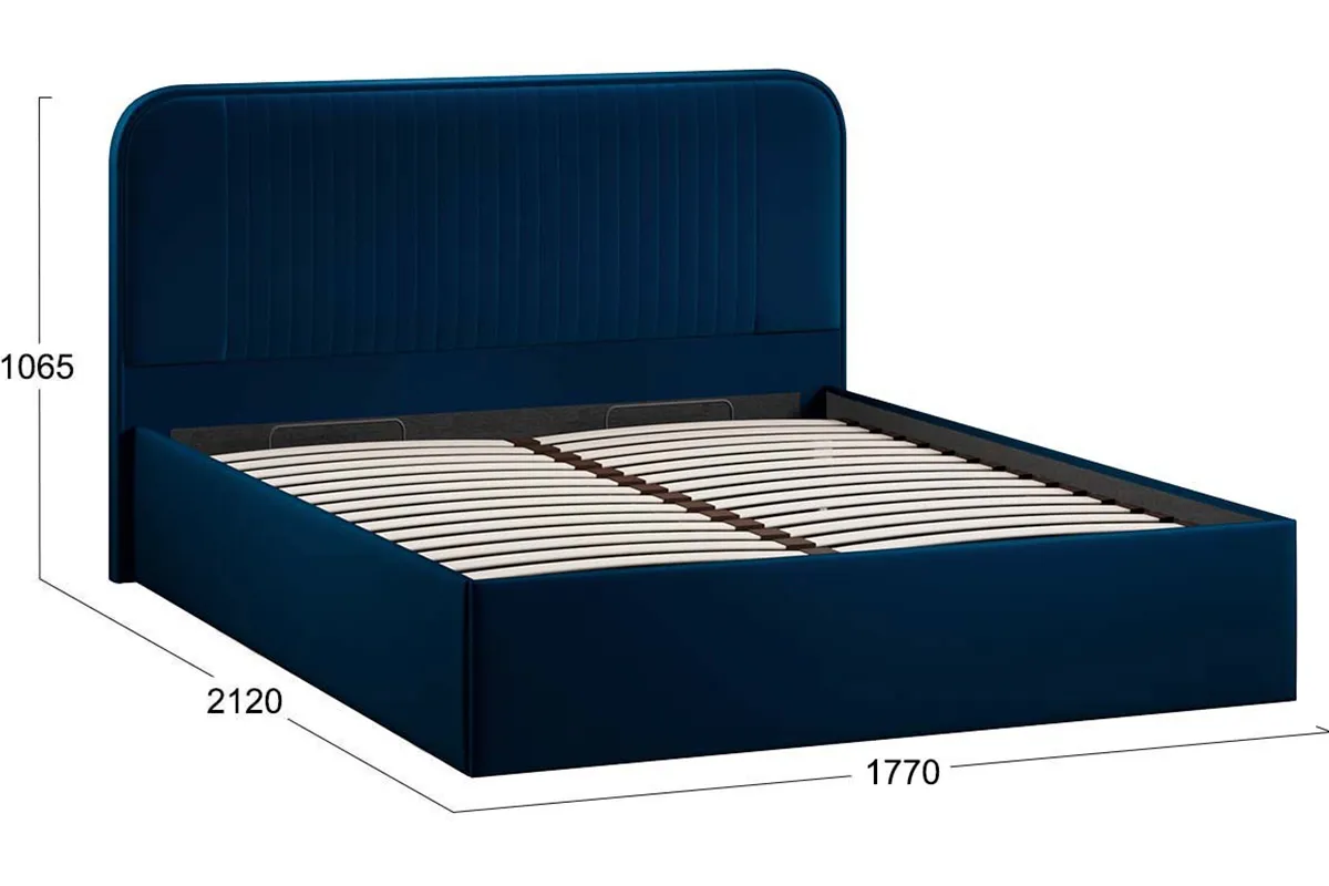 Кровать Тиффани Тип 1 с ПМ и заглушиной 160х200 (Велюр/Confetti Blue) - купить в Озерце