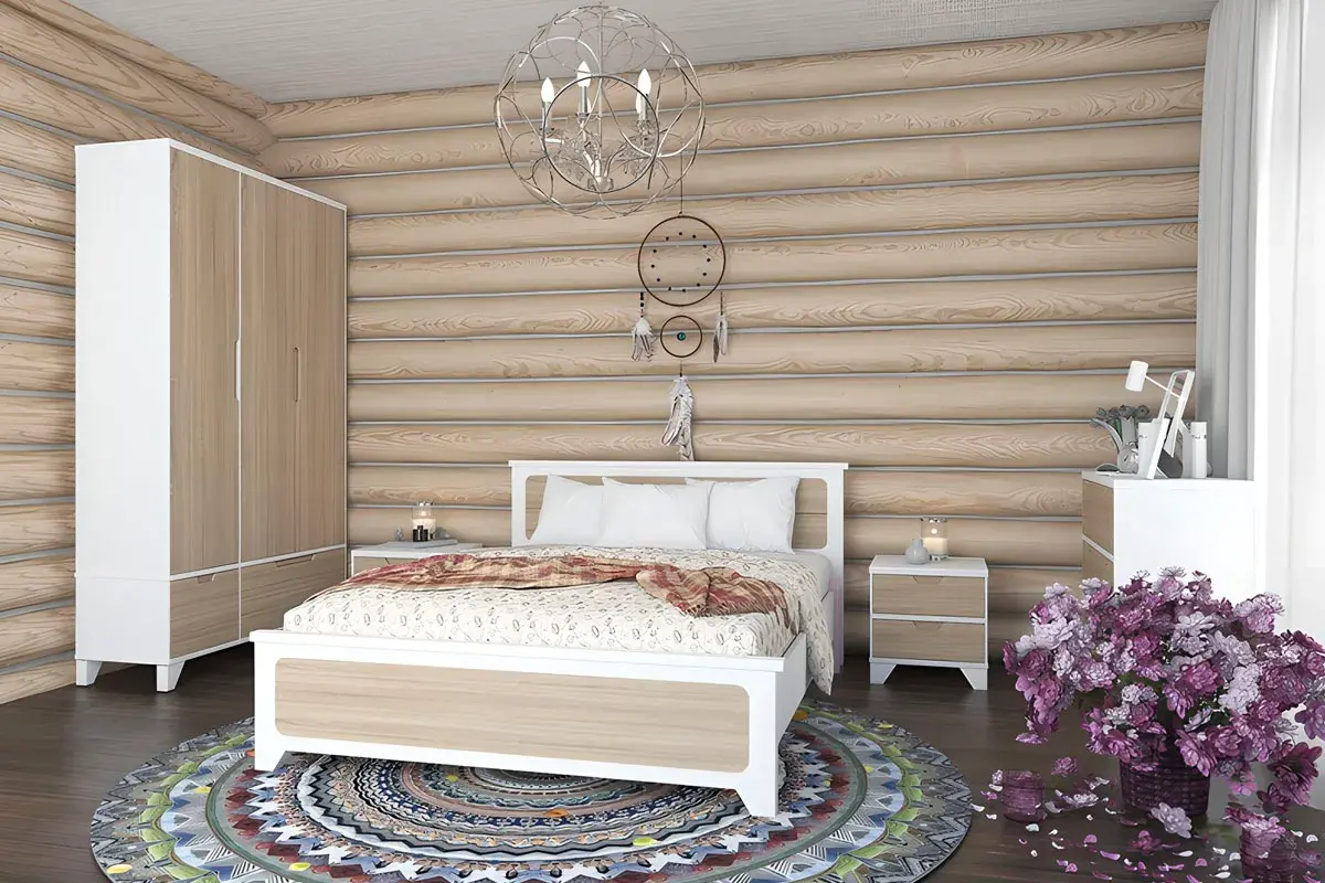 Кровать Соня (массив) 160х200 (Белый/Дуб) - купить в Озерце