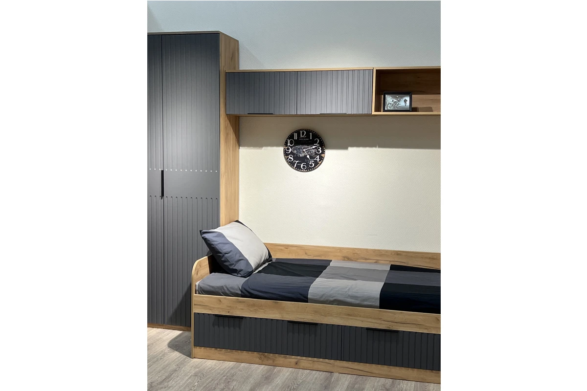 Набор детской мебели Хилтон №2 (Дуб Крафт золотой/Графит матовый) — Мебель-центр Озерцо