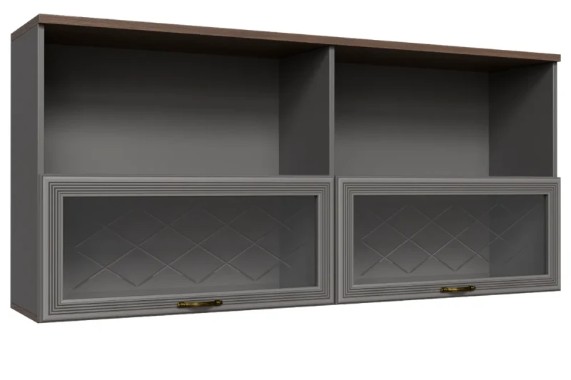 Антресоль АН-1014-ГТ-СО (Гикори Джексон Темный/Серый Оникс) в мебель-центре Озерцо