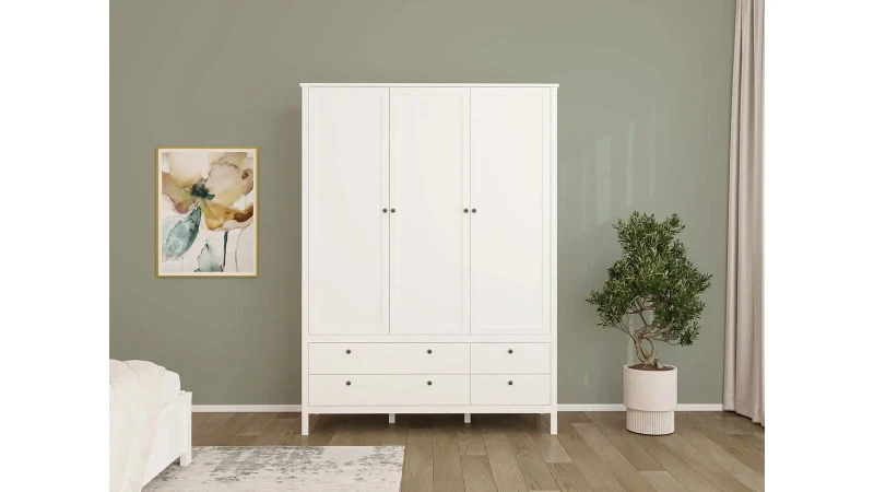 Шкаф трехдверный с ящиками Kasli, цвет Белый 61x158 — купить в Озерце